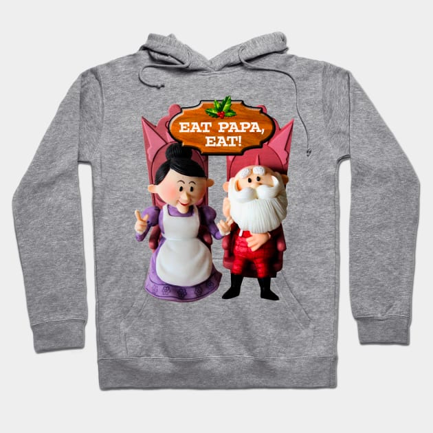 EAT PAPA, EAT! Mrs. Claus and Santa Hoodie by Pop Fan Shop